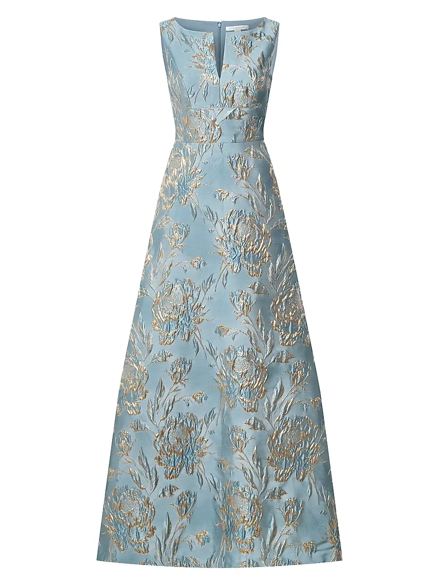 Kay Unger Women's Guilietta Metallic Rose Jacquard Gown