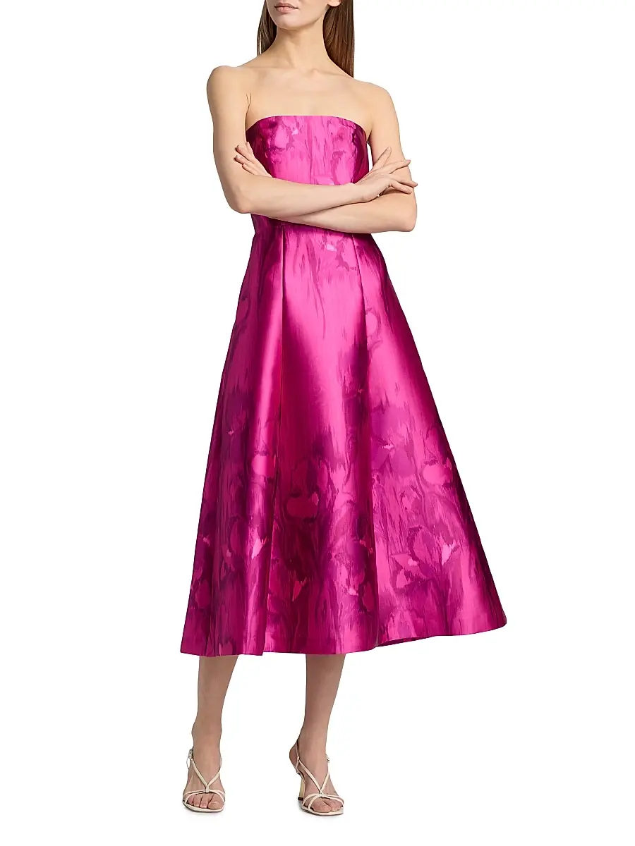 Kay Unger Women's Natalie Floral Tea-Length Strapless Cocktail Dress | Thumbnail 2 Kay Unger Women's Natalie Floral Tea-Length Strapless Cocktail Dress | Thumbnail 2