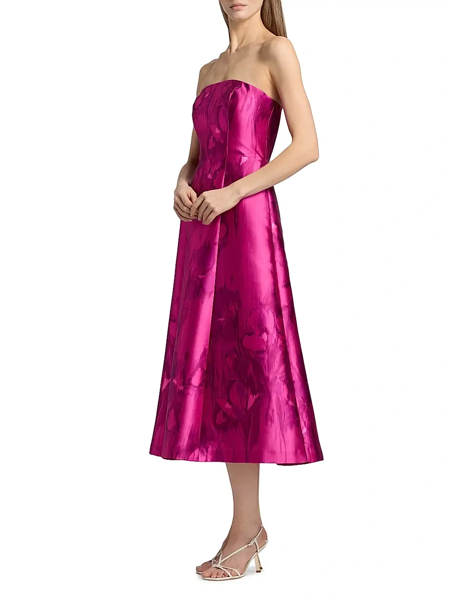 Kay Unger Women's Natalie Floral Tea-Length Strapless Cocktail Dress | Thumbnail 4 Kay Unger Women's Natalie Floral Tea-Length Strapless Cocktail Dress | Thumbnail 4