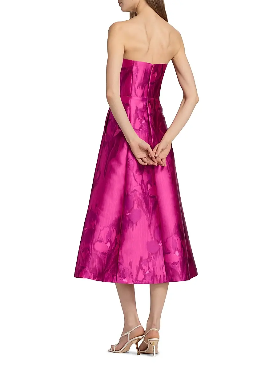 Kay Unger Women's Natalie Floral Tea-Length Strapless Cocktail Dress | Thumbnail 5 Kay Unger Women's Natalie Floral Tea-Length Strapless Cocktail Dress | Thumbnail 5