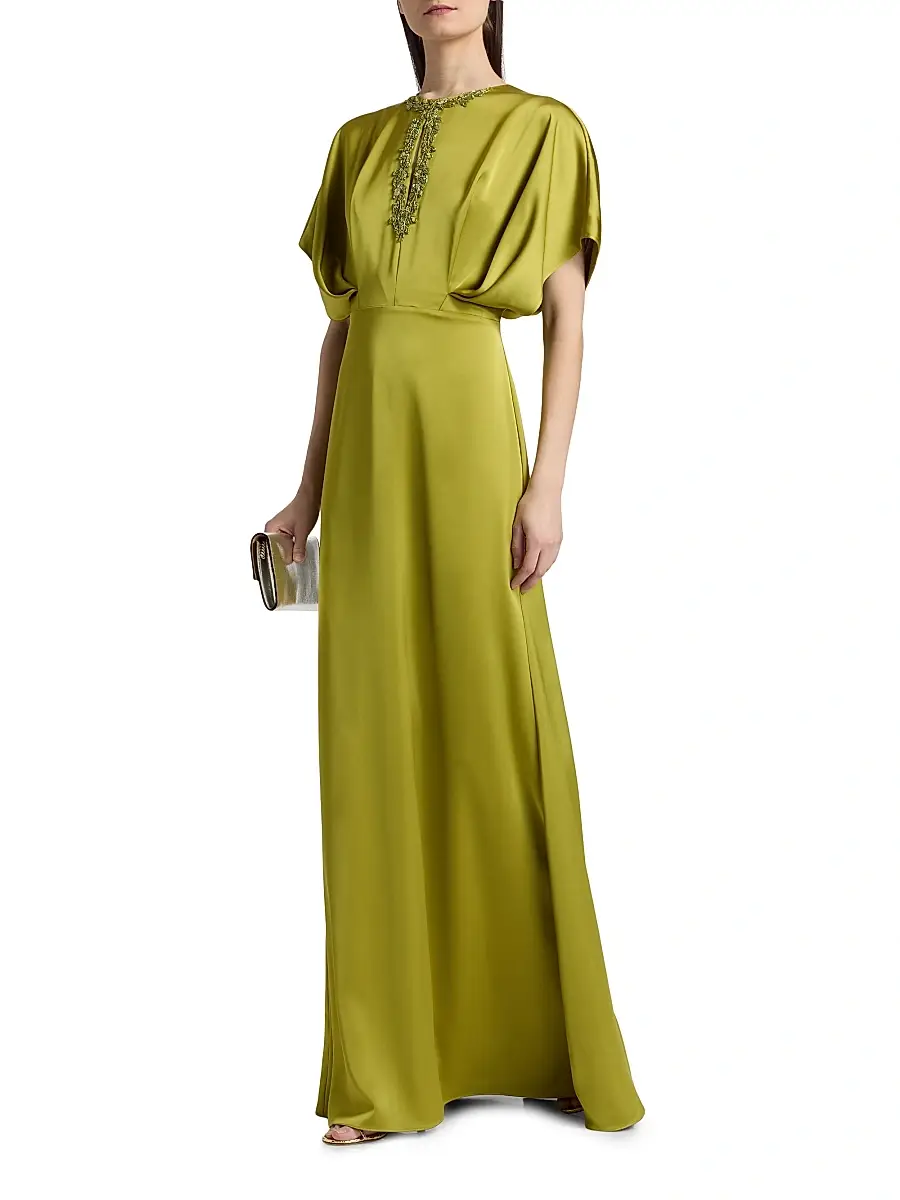 THEIA Women's Fern Draped Satin Keyhole Gown | Thumbnail 2 THEIA Women's Fern Draped Satin Keyhole Gown | Thumbnail 2
