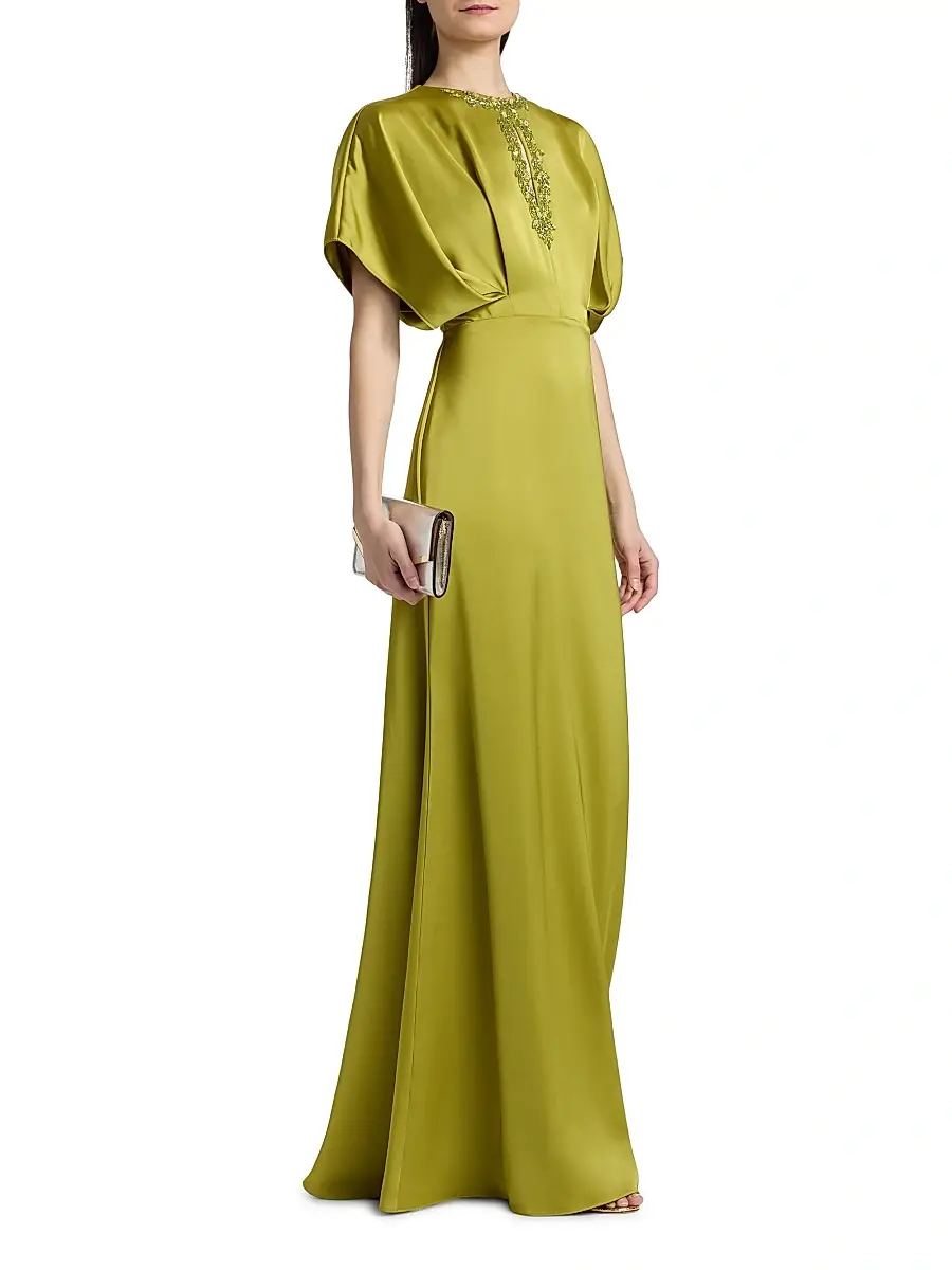 THEIA Women's Fern Draped Satin Keyhole Gown | Thumbnail 4 THEIA Women's Fern Draped Satin Keyhole Gown | Thumbnail 4