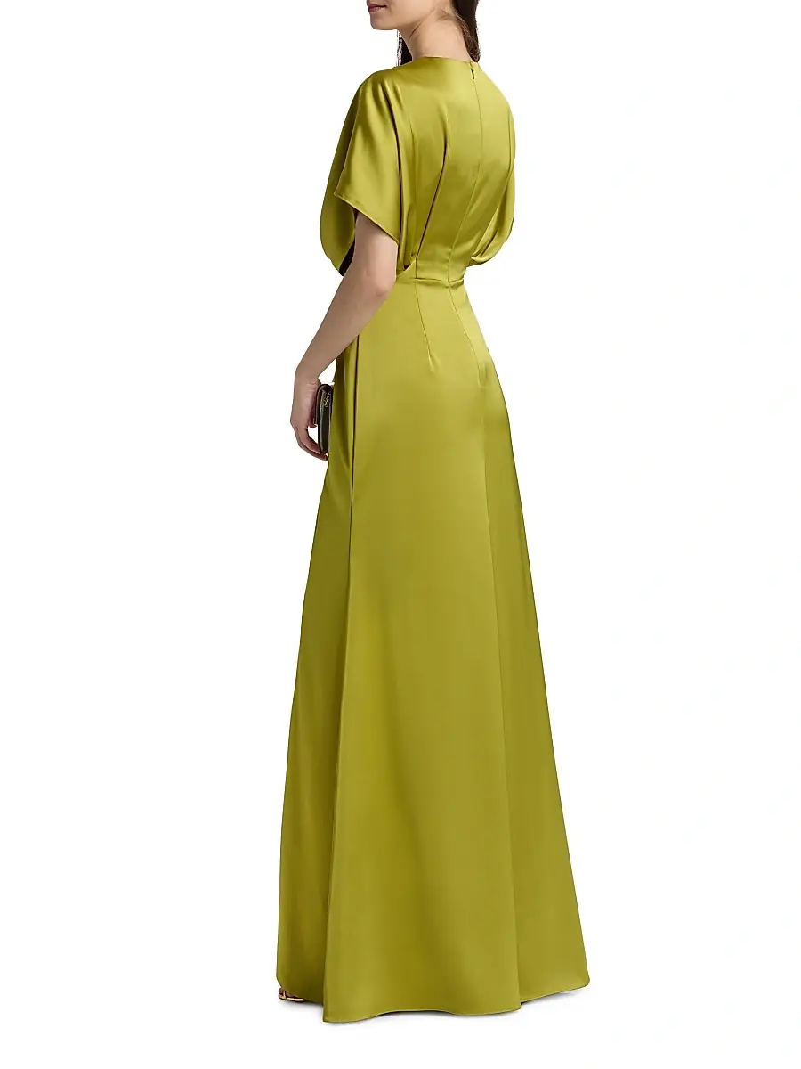 THEIA Women's Fern Draped Satin Keyhole Gown | Thumbnail 5 THEIA Women's Fern Draped Satin Keyhole Gown | Thumbnail 5