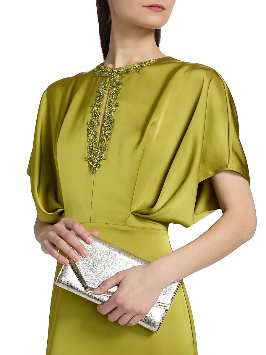 THEIA Women's Fern Draped Satin Keyhole Gown | Thumbnail 6 THEIA Women's Fern Draped Satin Keyhole Gown | Thumbnail 6