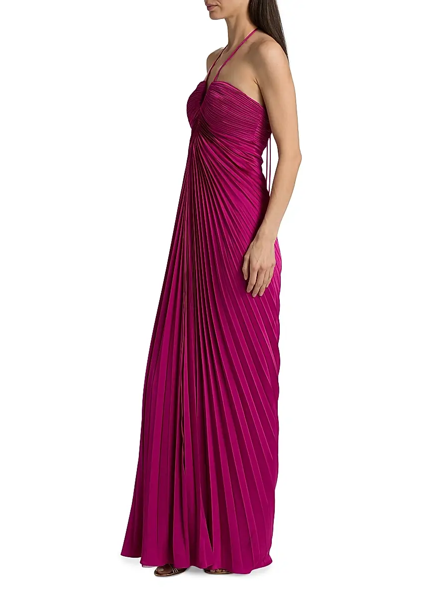 Amur Women's Ionea Pleated Halterneck Gown | Thumbnail 4