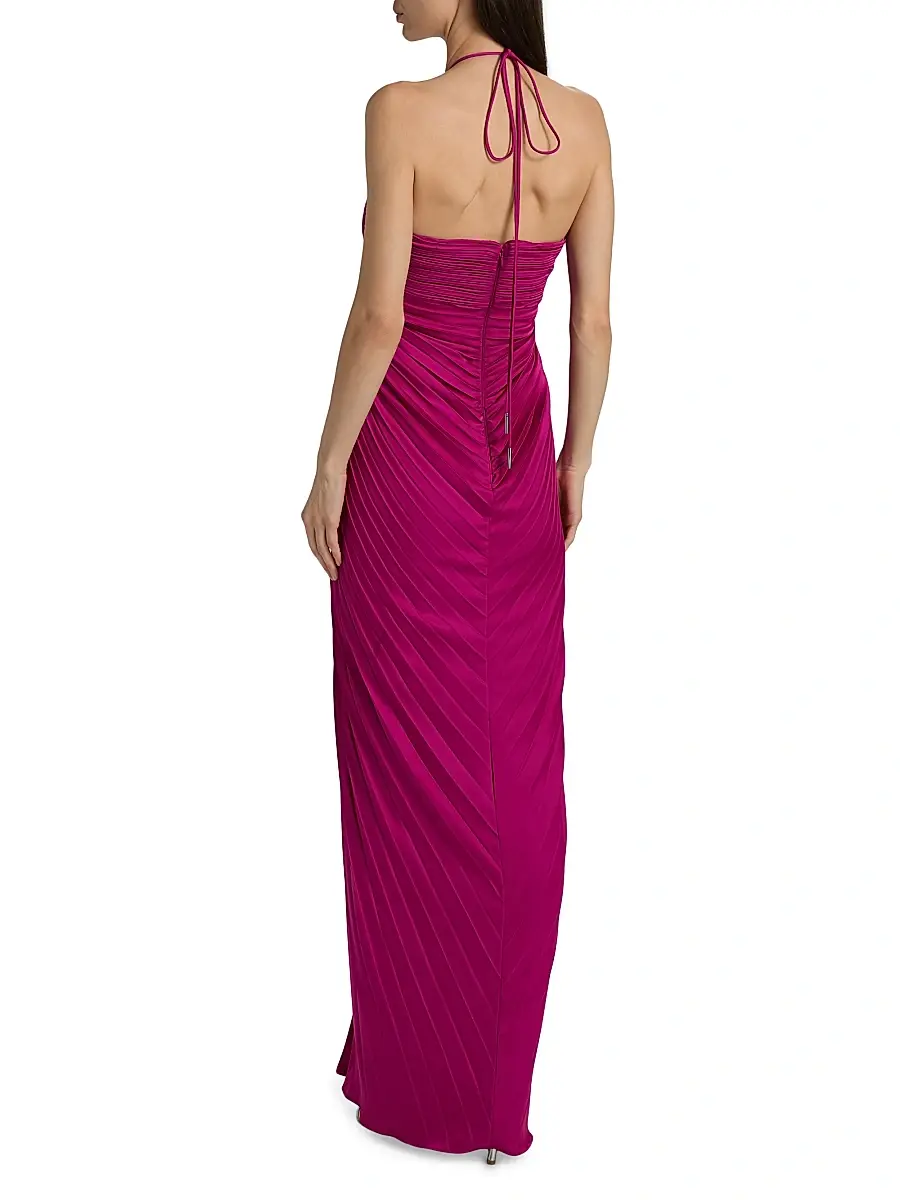 Amur Women's Ionea Pleated Halterneck Gown | Thumbnail 5