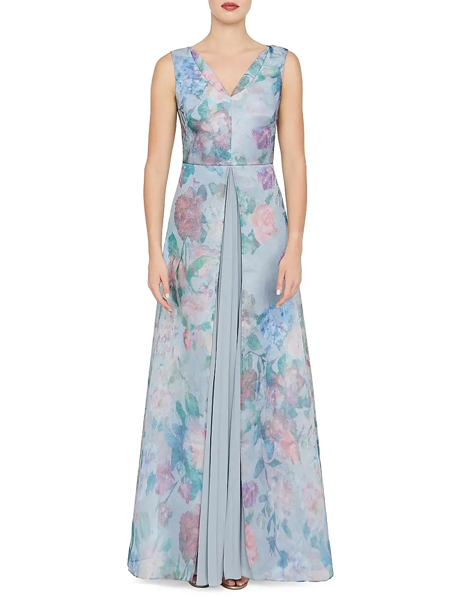 Kay Unger Women's Merida Floral Organza A-Line Gown | Thumbnail 2 Kay Unger Women's Merida Floral Organza A-Line Gown | Thumbnail 2