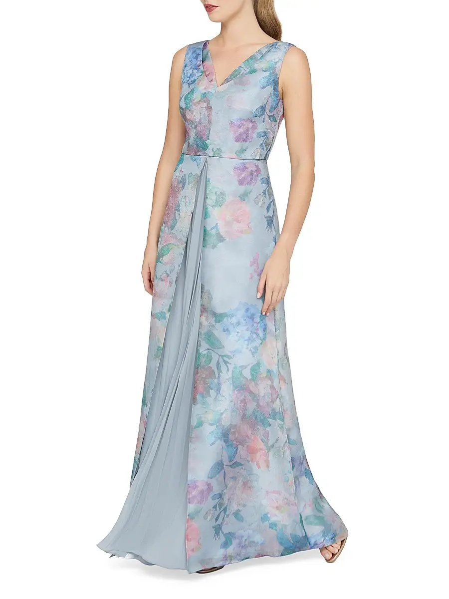 Kay Unger Women's Merida Floral Organza A-Line Gown | Thumbnail 3 Kay Unger Women's Merida Floral Organza A-Line Gown | Thumbnail 3