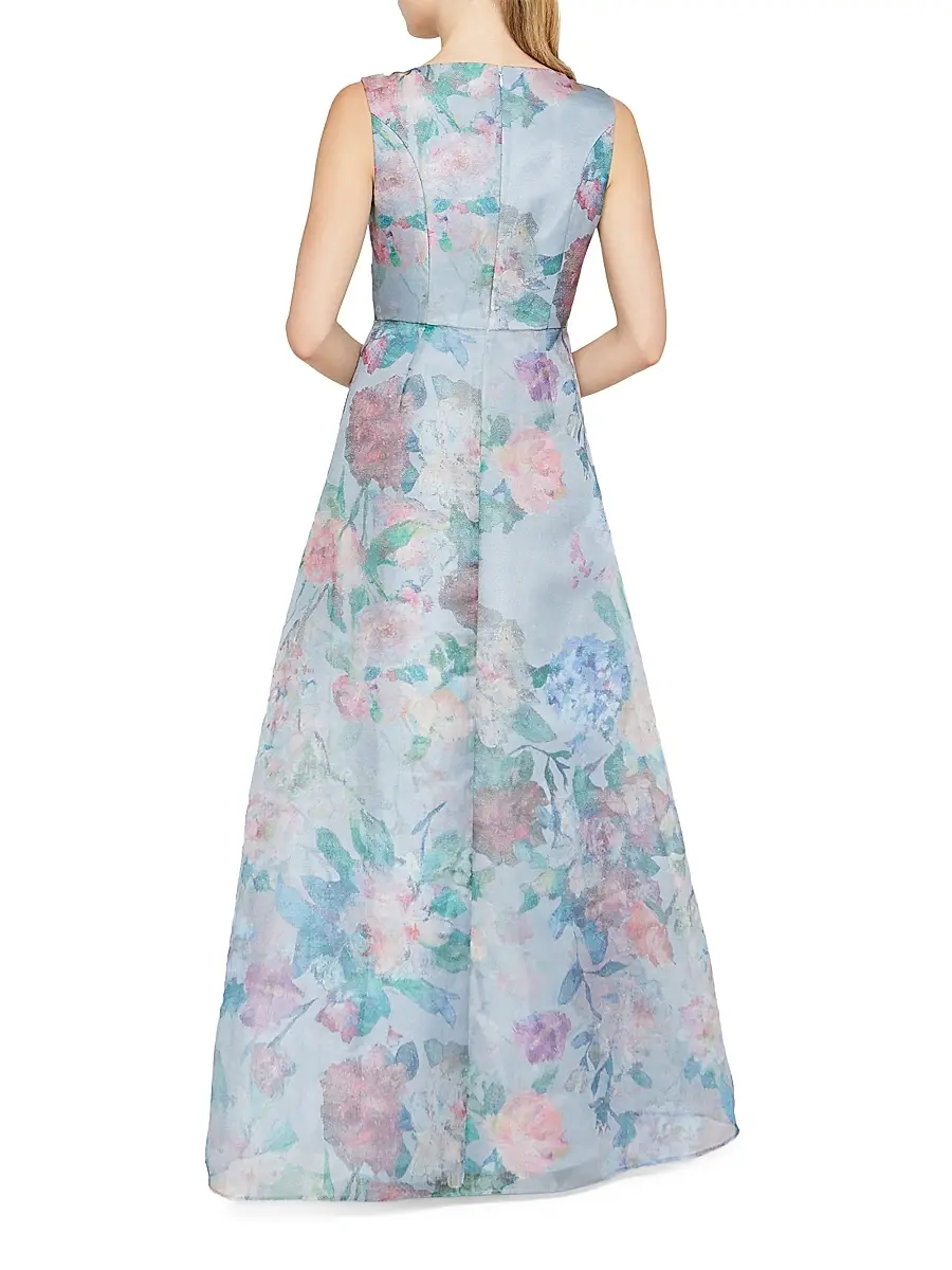 Kay Unger Women's Merida Floral Organza A-Line Gown | Thumbnail 4 Kay Unger Women's Merida Floral Organza A-Line Gown | Thumbnail 4