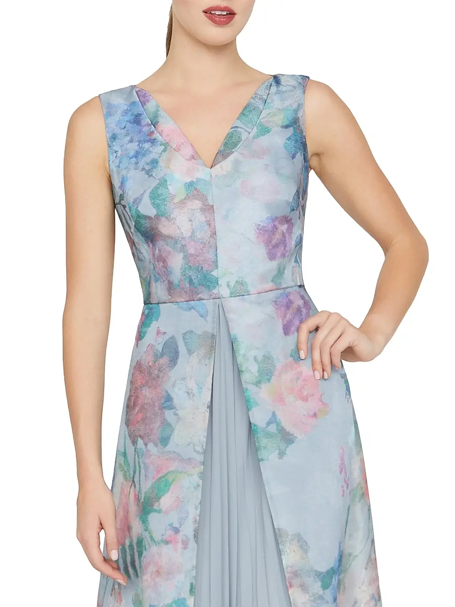 Kay Unger Women's Merida Floral Organza A-Line Gown | Thumbnail 5 Kay Unger Women's Merida Floral Organza A-Line Gown | Thumbnail 5