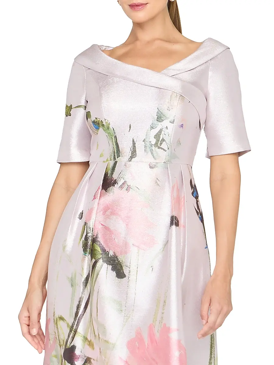Kay Unger Women's Coco Floral Satin Cocktail Gown | Thumbnail 5 Kay Unger Women's Coco Floral Satin Cocktail Gown | Thumbnail 5
