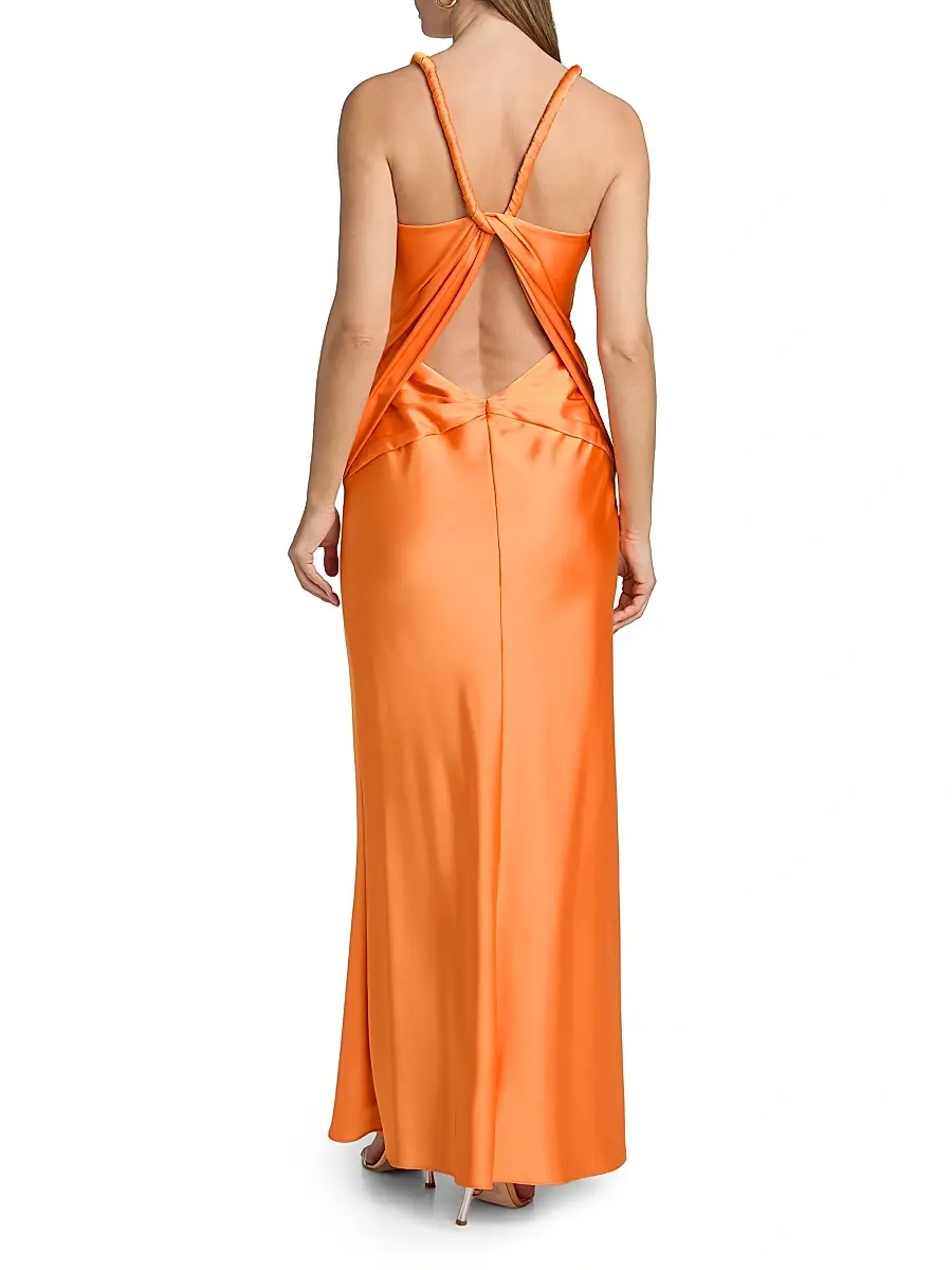 Et Ochs Women's Tatum Satin Draped V-Neck Gown | Thumbnail 5 Et Ochs Women's Tatum Satin Draped V-Neck Gown | Thumbnail 5
