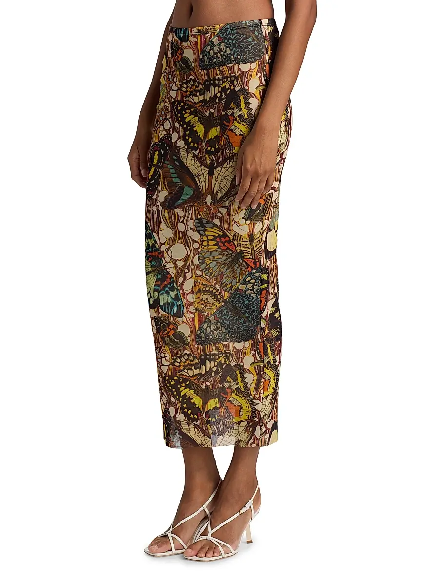 Jean Paul Gaultier Women's Butterfly Printed Mesh Midi-Skirt | Thumbnail 4 Jean Paul Gaultier Women's Butterfly Printed Mesh Midi-Skirt | Thumbnail 4