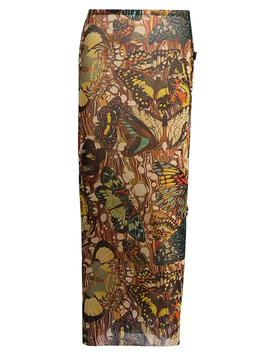Jean Paul Gaultier Women's Butterfly Printed Mesh Midi-Skirt