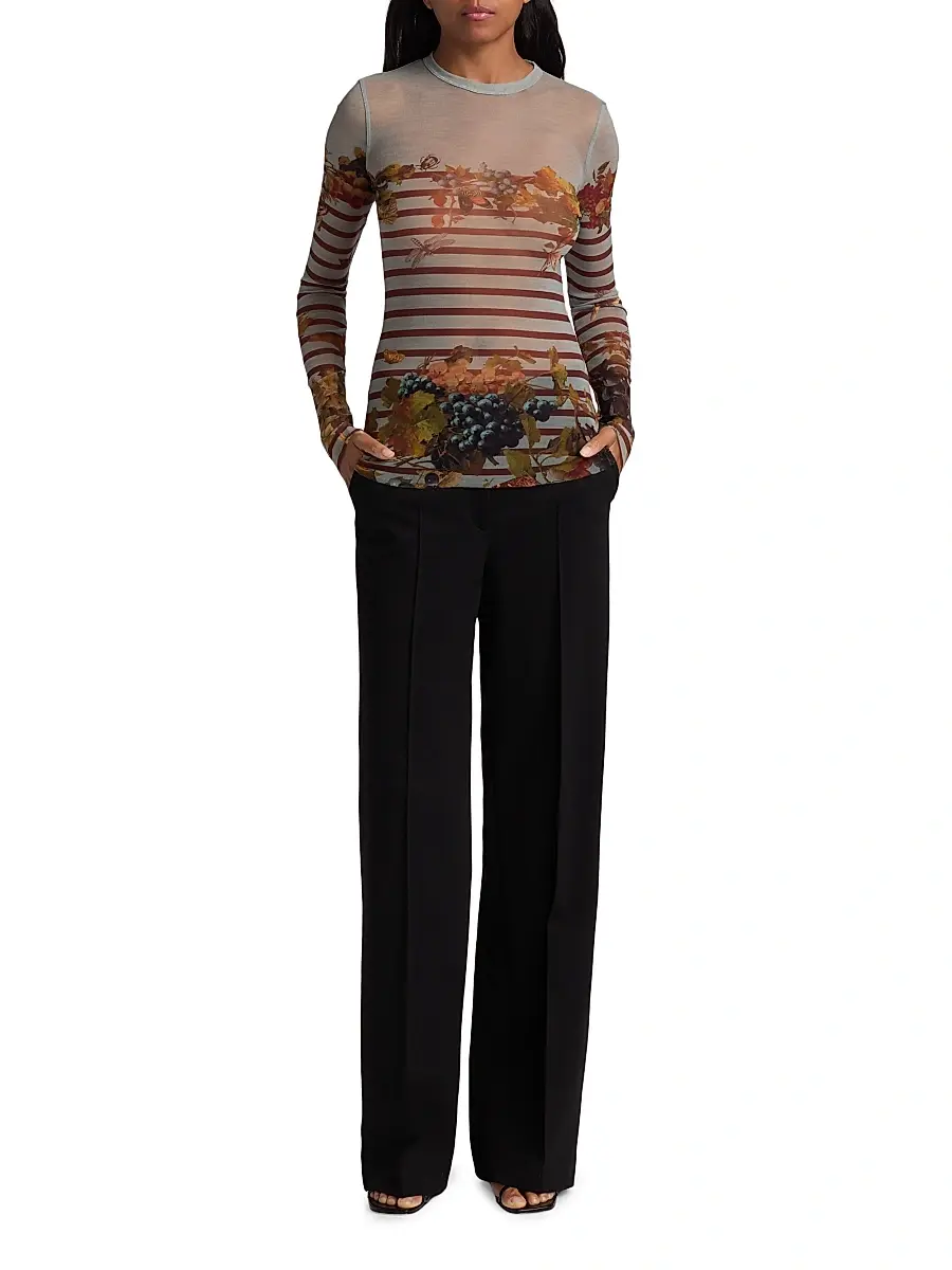 Jean Paul Gaultier Women's Printed Mesh Long-Sleeve Top | Thumbnail 2