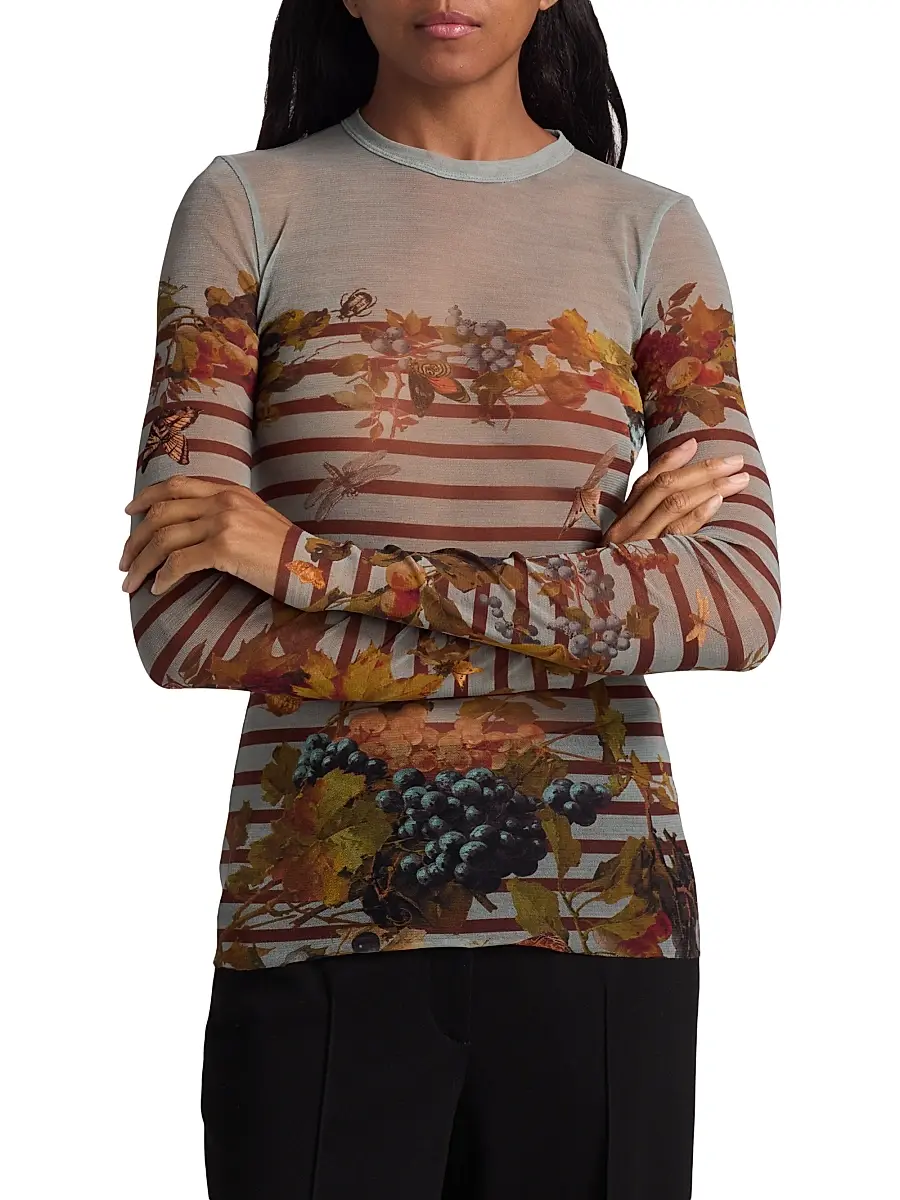 Jean Paul Gaultier Women's Printed Mesh Long-Sleeve Top | Thumbnail 3
