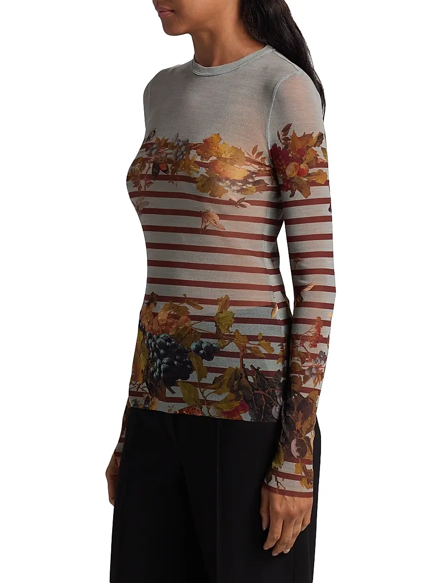 Jean Paul Gaultier Women's Printed Mesh Long-Sleeve Top | Thumbnail 4