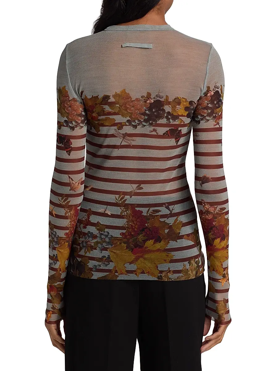 Jean Paul Gaultier Women's Printed Mesh Long-Sleeve Top | Thumbnail 5