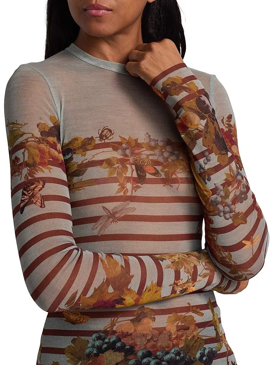 Jean Paul Gaultier Women's Printed Mesh Long-Sleeve Top | Thumbnail 6