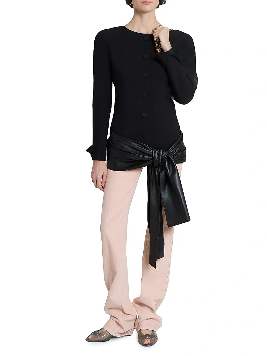 Chloé Women's Jewel Neck Wool Jacket - Black | Thumbnail 2 Chloé Women's Jewel Neck Wool Jacket - Black | Thumbnail 2