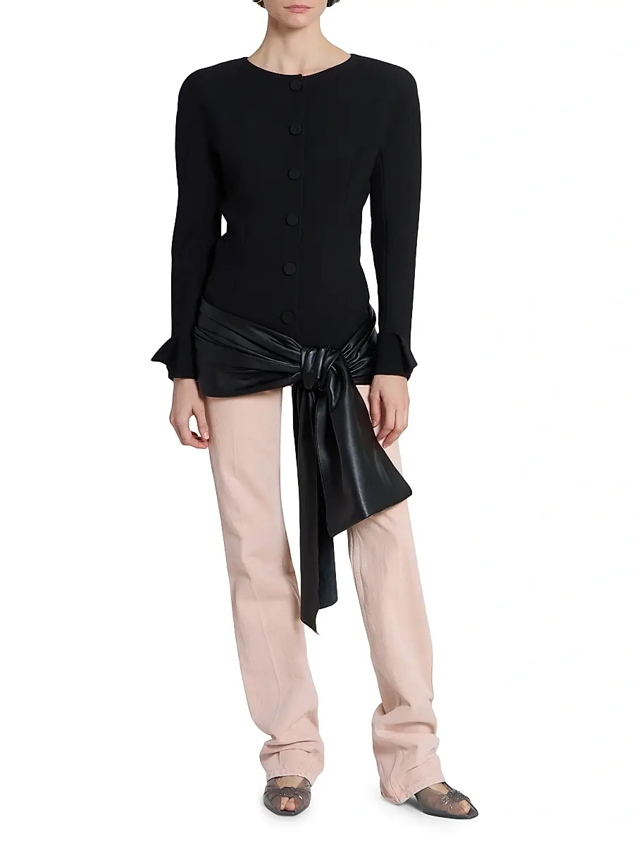 Chloé Women's Jewel Neck Wool Jacket - Black | Thumbnail 3 Chloé Women's Jewel Neck Wool Jacket - Black | Thumbnail 3