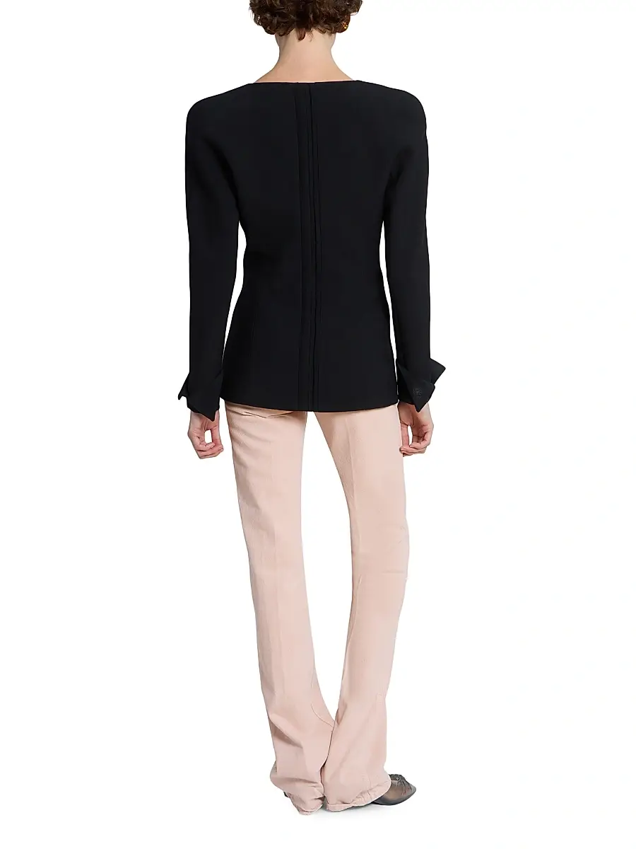 Chloé Women's Jewel Neck Wool Jacket - Black | Thumbnail 5 Chloé Women's Jewel Neck Wool Jacket - Black | Thumbnail 5