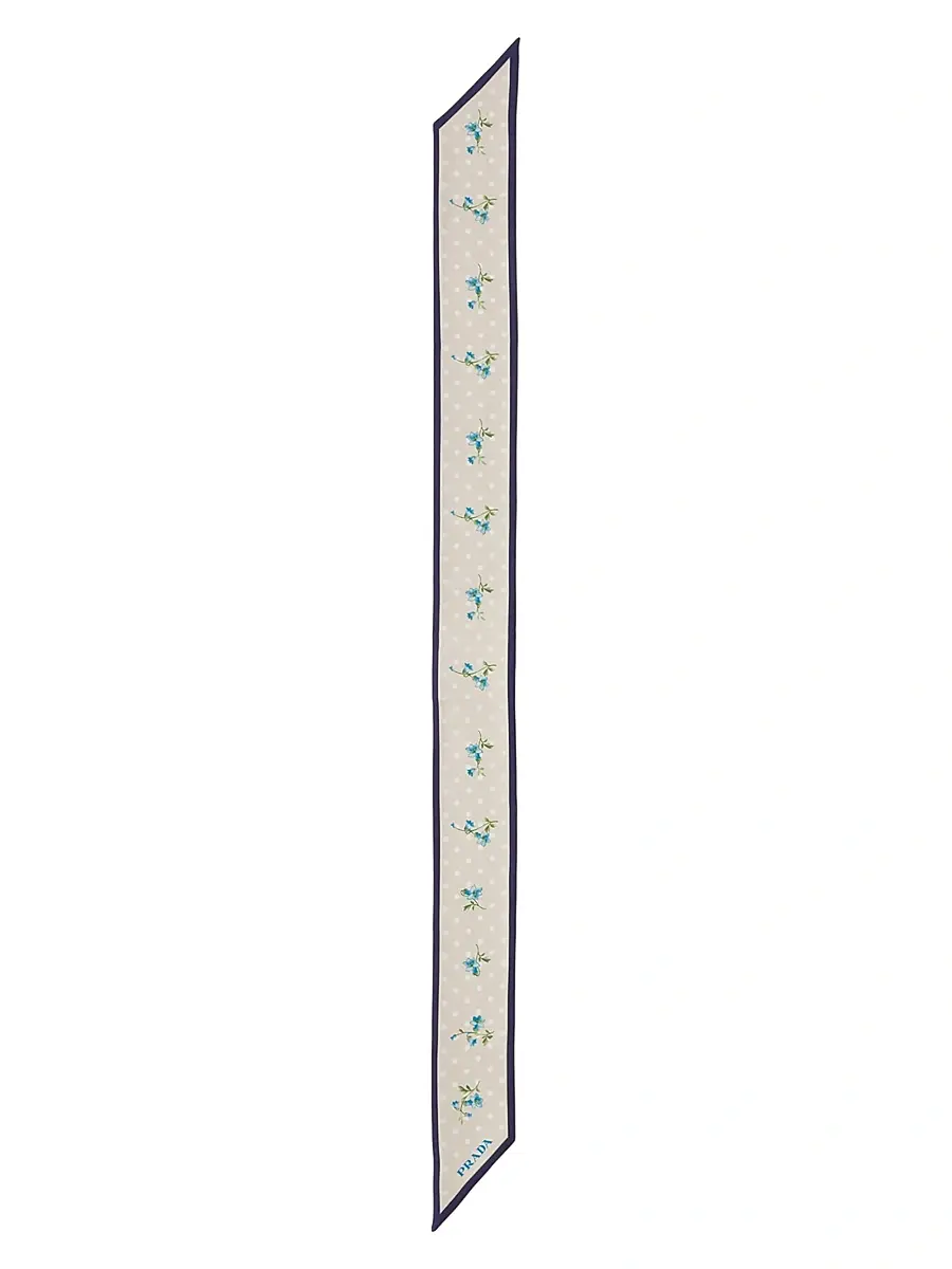 Prada Women's Printed Silk Twill Skinny Scarf | Thumbnail 2