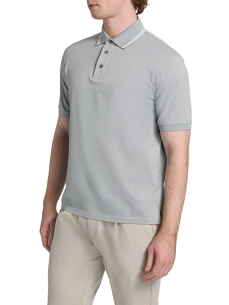 HERNO Men's Knit Cotton Polo Shirt | Thumbnail 4 HERNO Men's Knit Cotton Polo Shirt | Thumbnail 4
