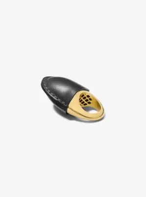 Michael Kors Collection Leather-Wrapped 24k-Gold-Plated Brass Dome Ring in Brown - One Size by Michael Kors Collection | Thumbnail 3 Michael Kors Collection Leather-Wrapped 24k-Gold-Plated Brass Dome Ring in Brown - One Size by Michael Kors Collection | Thumbnail 3