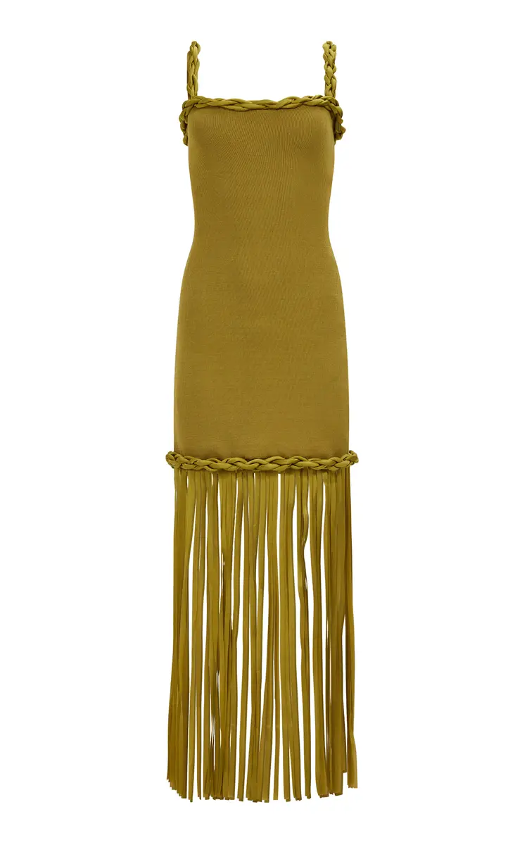 Ribiona Fringed Knit Midi Dress Ribiona Fringed Knit Midi Dress