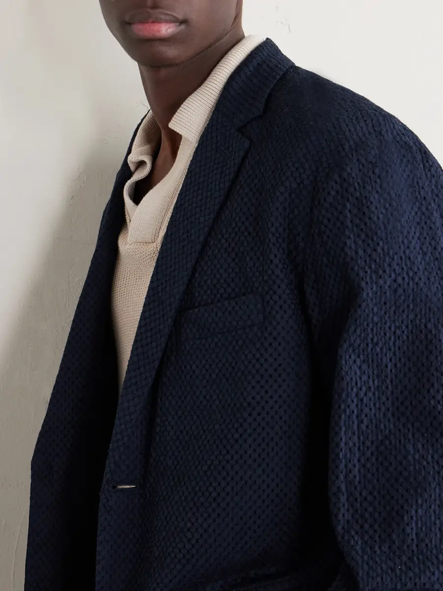 Blue Blue Japan Textured Cotton Suit Jacket - Men | Thumbnail 5 Blue Blue Japan Textured Cotton Suit Jacket - Men | Thumbnail 5