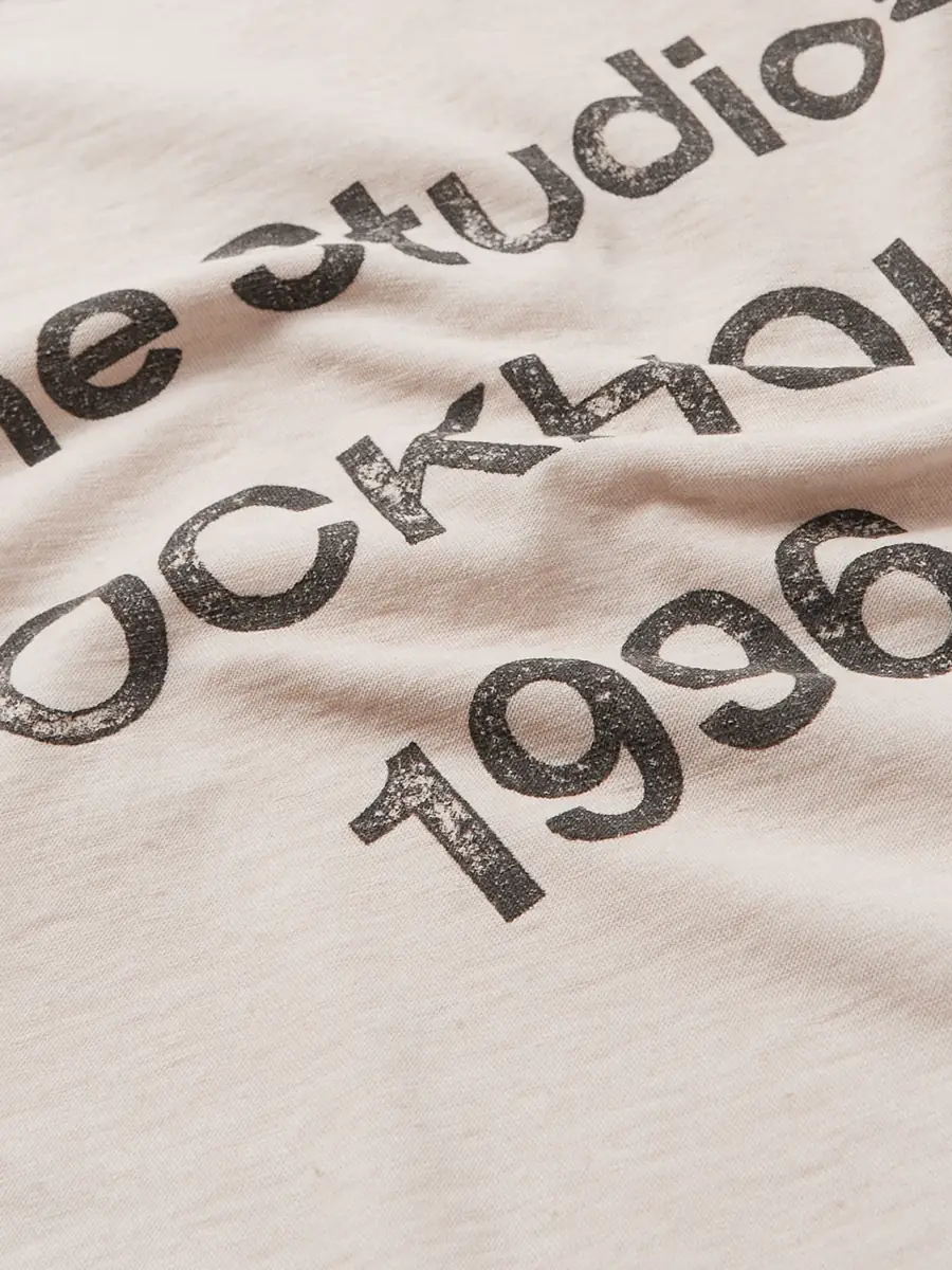 Acne Studios Edden U 1996 Logo-Print Distressed Cotton and Hemp-Blend T-Shirt - Men | Thumbnail 4 Acne Studios Edden U 1996 Logo-Print Distressed Cotton and Hemp-Blend T-Shirt - Men | Thumbnail 4
