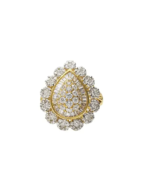 1.00ct Diamond 18K Gold Pear Halo Cocktail Ring 1.00ct Diamond 18K Gold Pear Halo Cocktail Ring