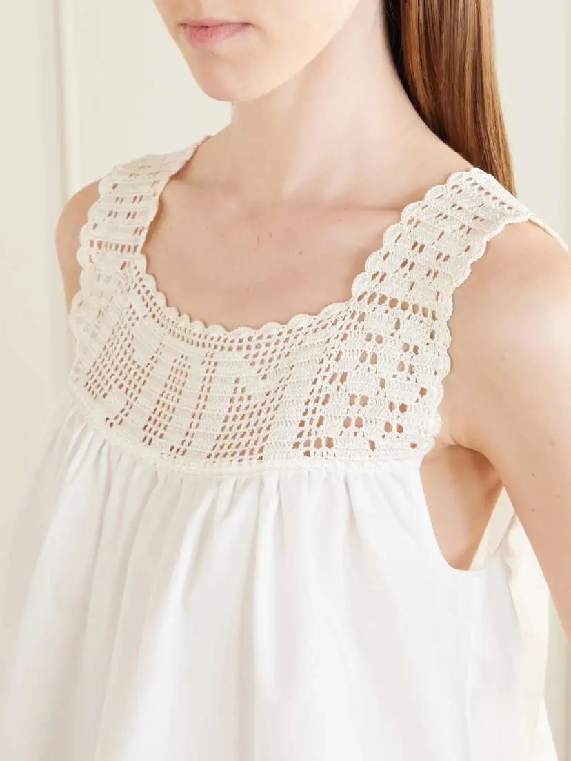 Calle Del Mar Heirloom Lace-trimmed Cotton-poplin Top | Thumbnail 4