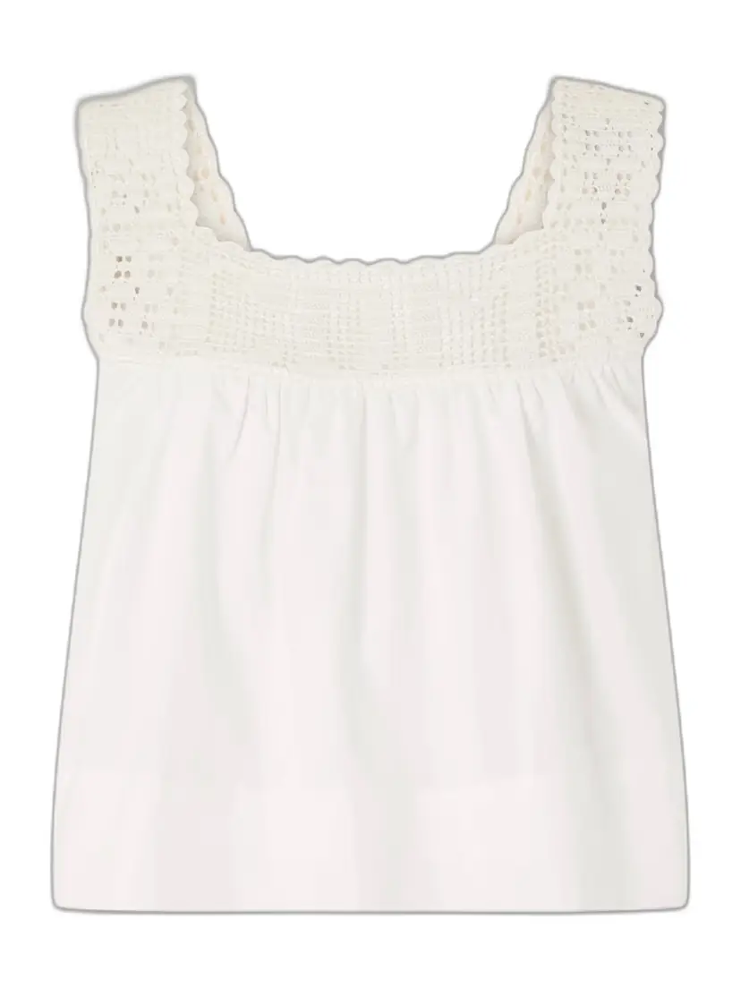 Calle Del Mar Heirloom Lace-trimmed Cotton-poplin Top | Image 1 Calle Del Mar Heirloom Lace-trimmed Cotton-poplin Top | Image 1