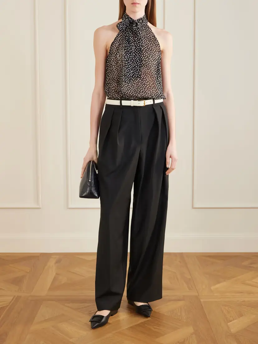 Nili Lotan Alla Halterneck Polka-dot Silk-chiffon Blouse | Thumbnail 2