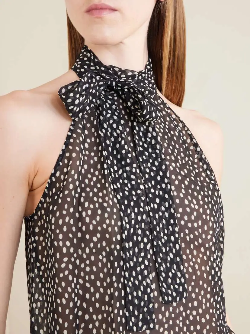 Nili Lotan Alla Halterneck Polka-dot Silk-chiffon Blouse | Thumbnail 5