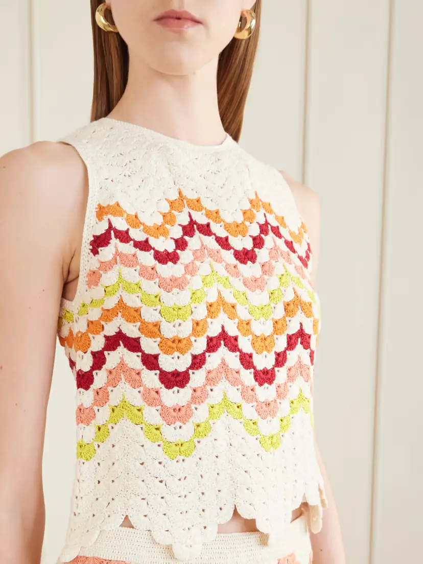 ESCVDO Cuenca Striped Crocheted Cotton Tank | Thumbnail 4