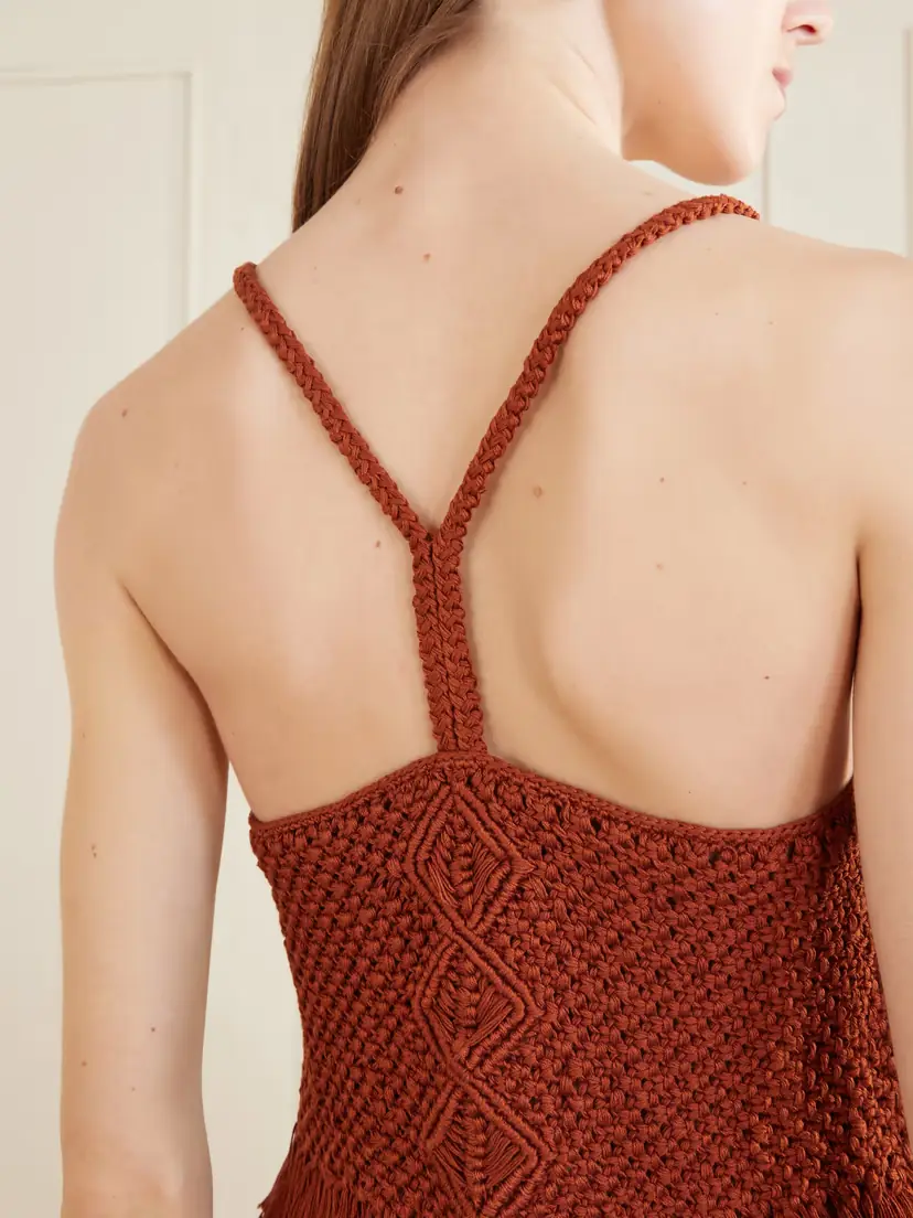 ESCVDO Cantor Fringed Macramé Cotton Top | Thumbnail 4