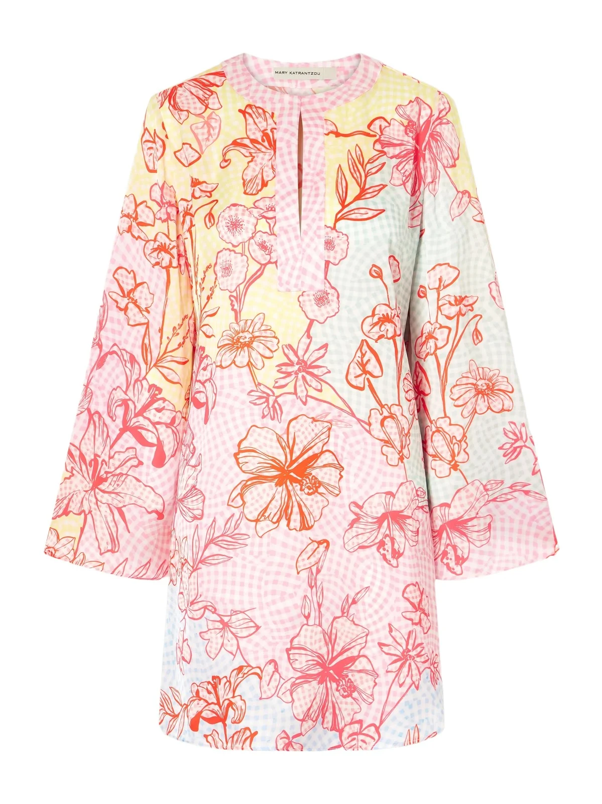 Mary Katrantzou Elsa Checked Floral-print Satin Midi Dress