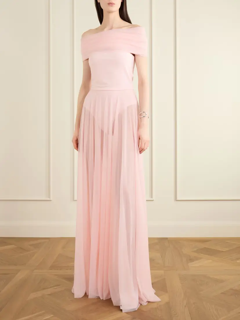 Norma Kamali Flared Sheer Gown | Thumbnail 2 Norma Kamali Flared Sheer Gown | Thumbnail 2