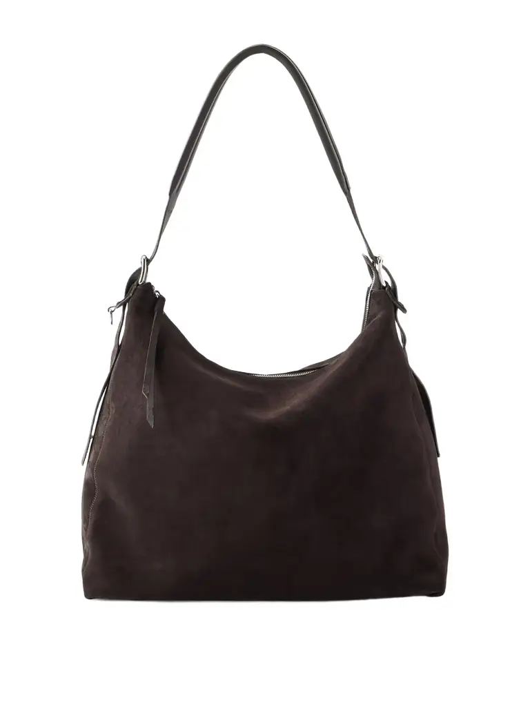 Belted Suede Shoulder Bag
