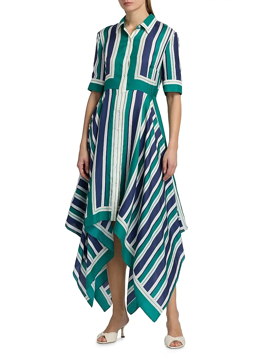 Simkhai Women's Abrielle Striped Handkerchief Midi-Shirtdress | Thumbnail 2 Simkhai Women's Abrielle Striped Handkerchief Midi-Shirtdress | Thumbnail 2