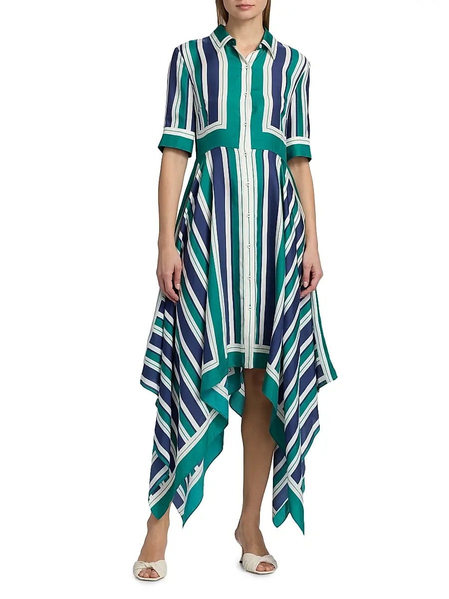 Simkhai Women's Abrielle Striped Handkerchief Midi-Shirtdress | Thumbnail 3 Simkhai Women's Abrielle Striped Handkerchief Midi-Shirtdress | Thumbnail 3