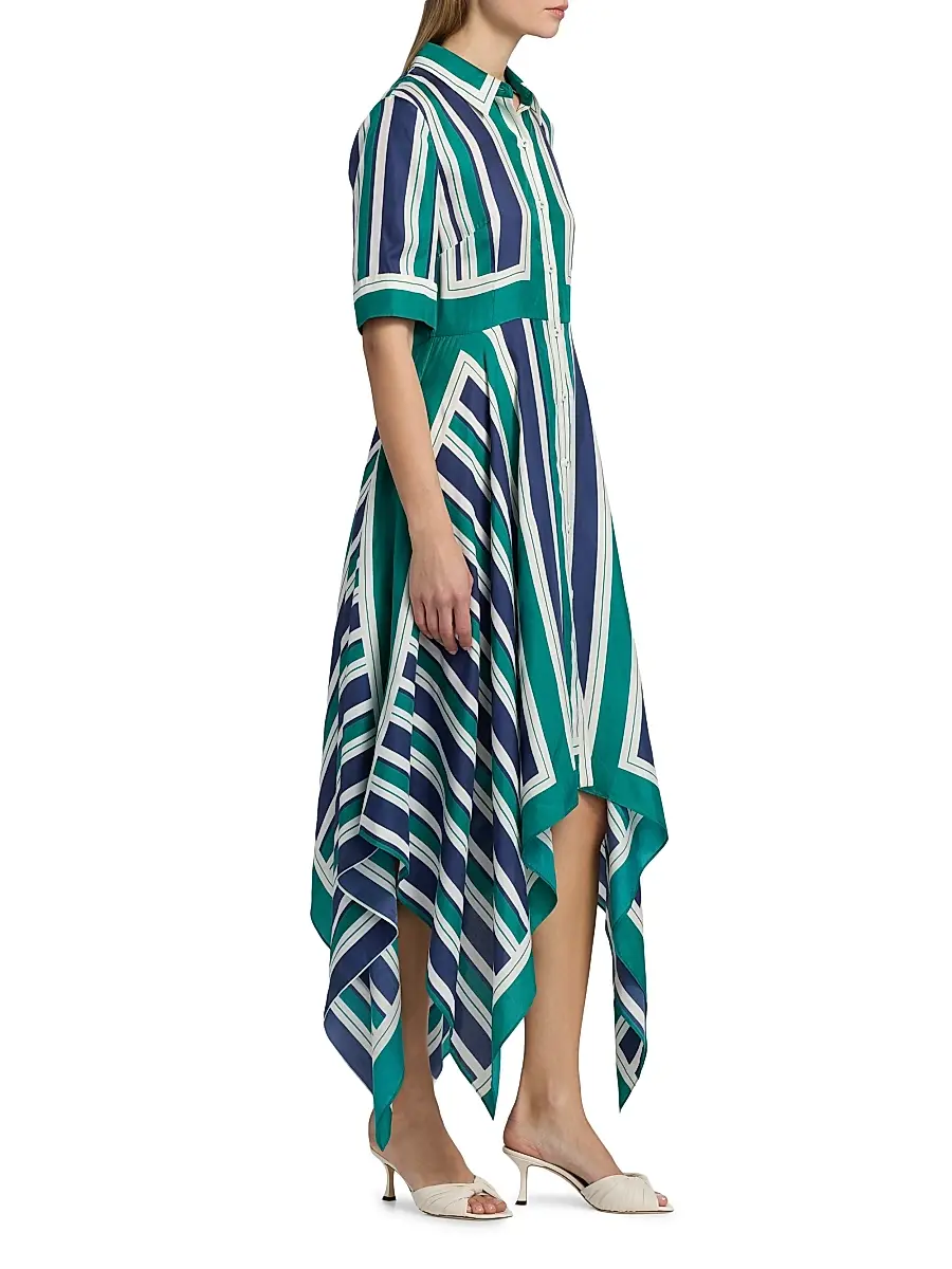 Simkhai Women's Abrielle Striped Handkerchief Midi-Shirtdress | Thumbnail 4 Simkhai Women's Abrielle Striped Handkerchief Midi-Shirtdress | Thumbnail 4