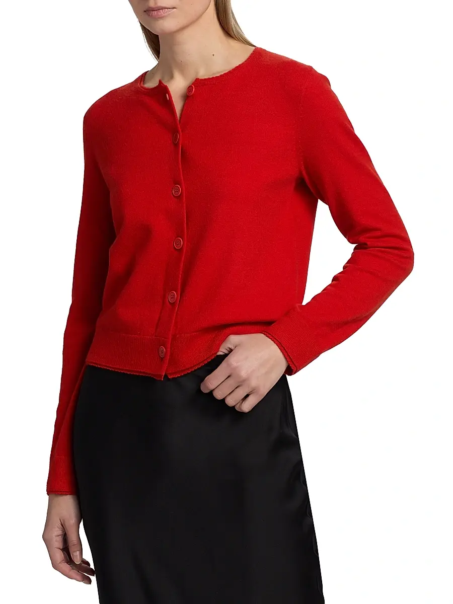 Vince Women's Scallop Trim Wool-Cashmere Cardigan | Thumbnail 3