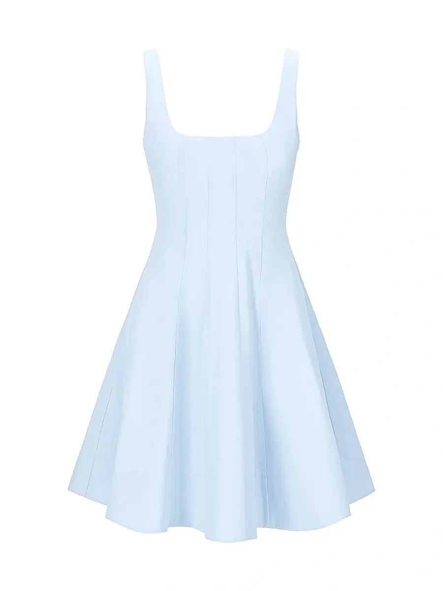 Staud Women's Wells Stretch-Cotton A-Line Minidress - Glacier | Image 1 Staud Women's Wells Stretch-Cotton A-Line Minidress - Glacier | Image 1