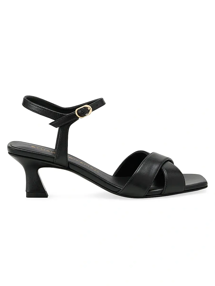 Stuart Weitzman Women's Vinnie 50MM Leather Sandals - Black | Image 1 Stuart Weitzman Women's Vinnie 50MM Leather Sandals - Black | Image 1