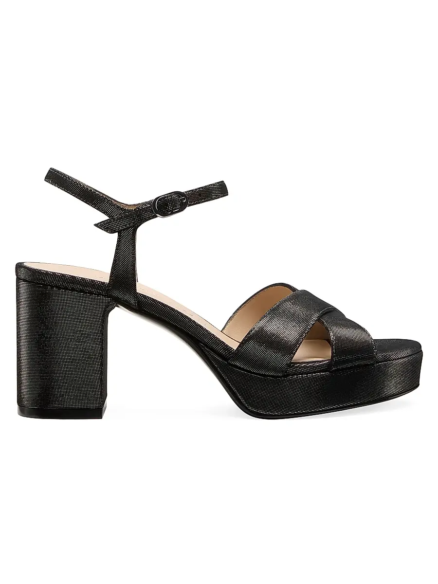 Stuart Weitzman Women's Dayna 80MM Textured Leather Platform Sandals - Gunmetal | Image 1 Stuart Weitzman Women's Dayna 80MM Textured Leather Platform Sandals - Gunmetal | Image 1