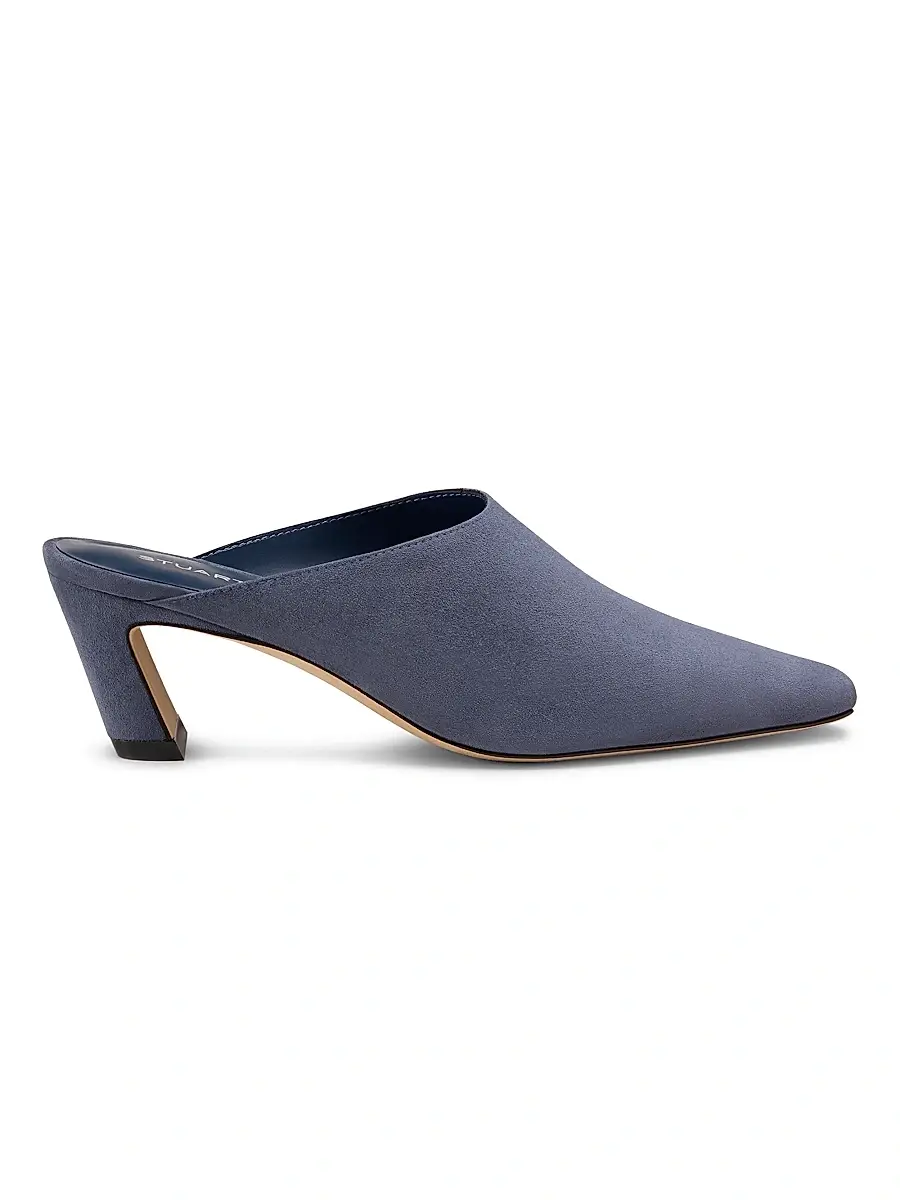 Stuart Weitzman Women's Stassi 50MM Suede Mules - Stormy Blue | Image 1 Stuart Weitzman Women's Stassi 50MM Suede Mules - Stormy Blue | Image 1